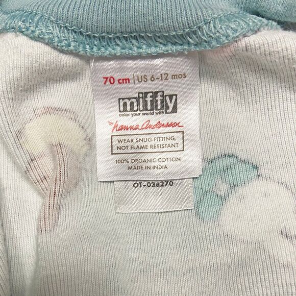 Hanna Andersson x Miffy Baby Zip Sleeper Size 6-12 Months Blue Organic Cotton - Picture 4 of 4